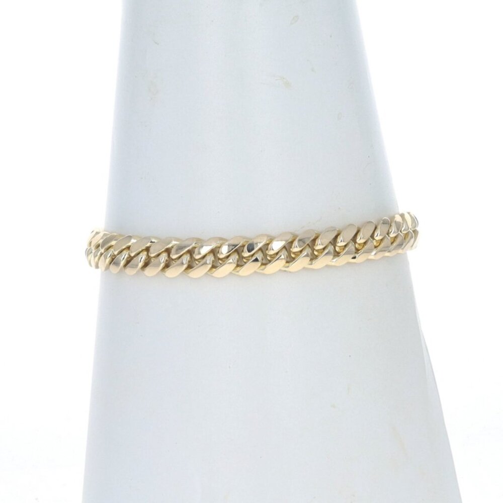 Yellow Gold Miami Cuban Curb Chain Men's Bracelet 9" - 14k